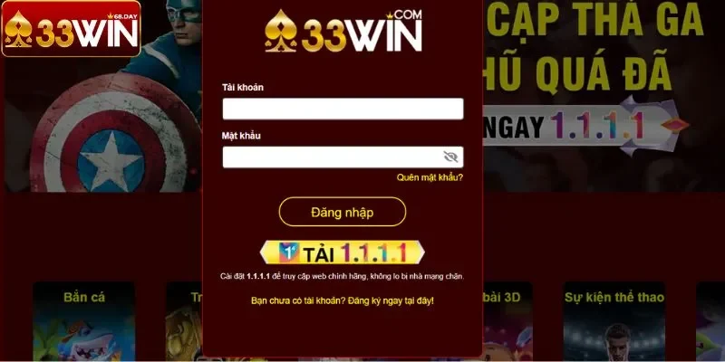 Trình tự đăng nhập 33Win theo 3 bước dễ hiểu nhất cho hội viên